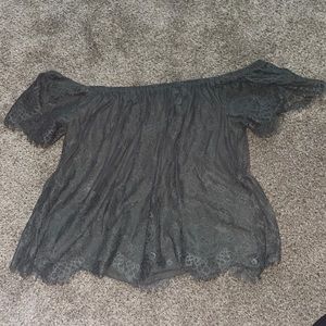 Green Lacy Off-Shoulder Top